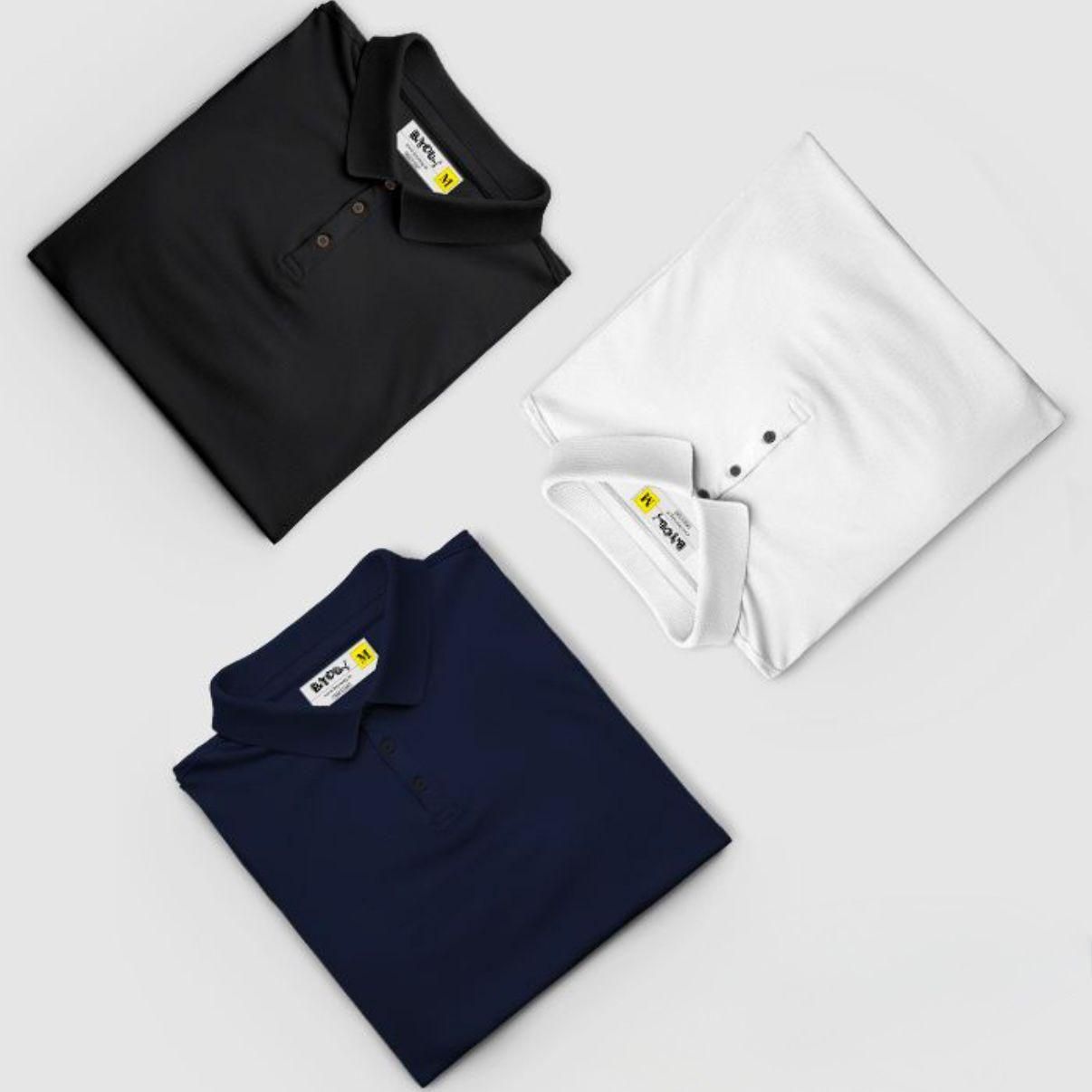Classic Poly Cotton Men’s Polo T-Shirt Combo (Pack of 3) | Half Sleeves | Stylish Everyday Comfort
