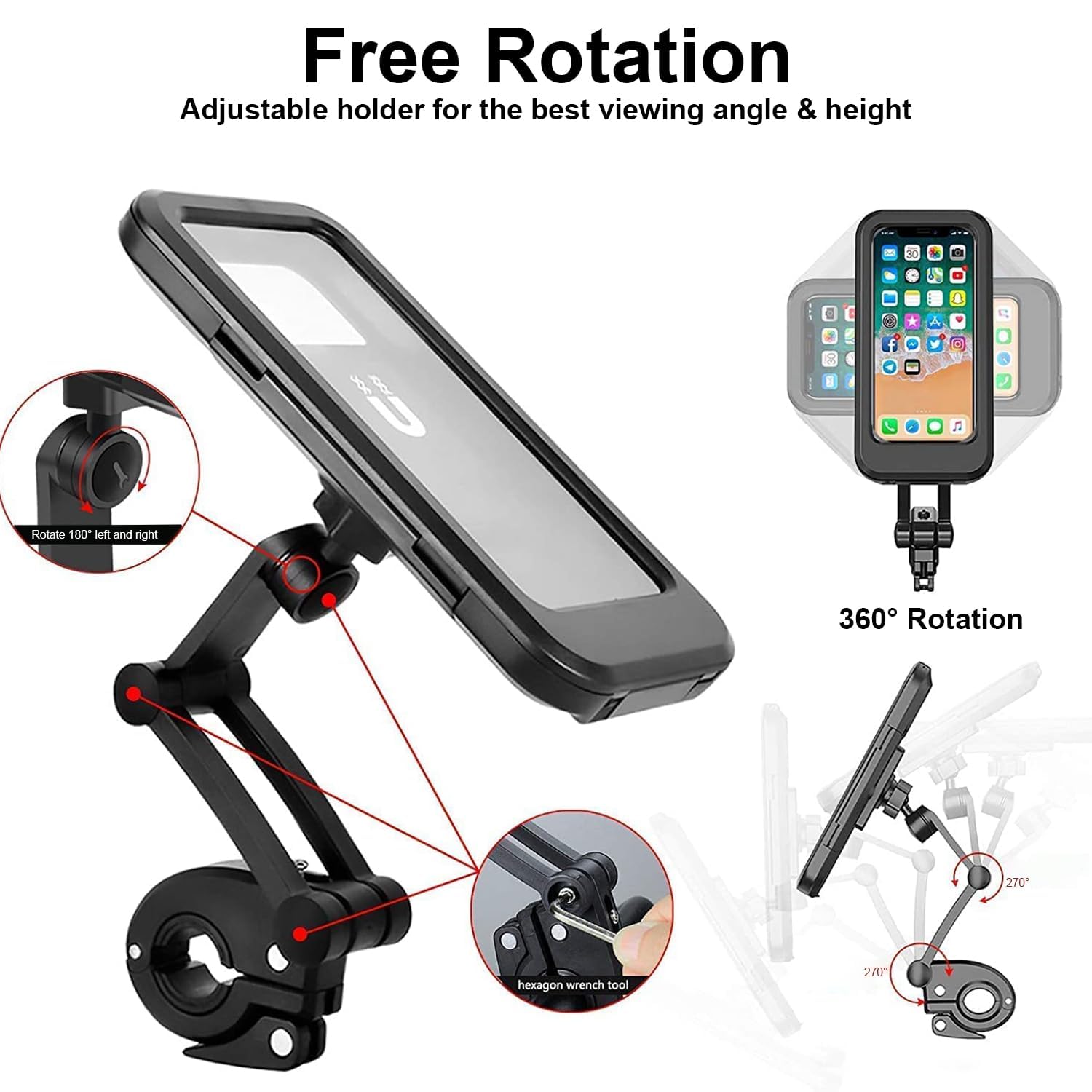 Universal 360 Rotation Bike Waterproof Cell Phone Holder