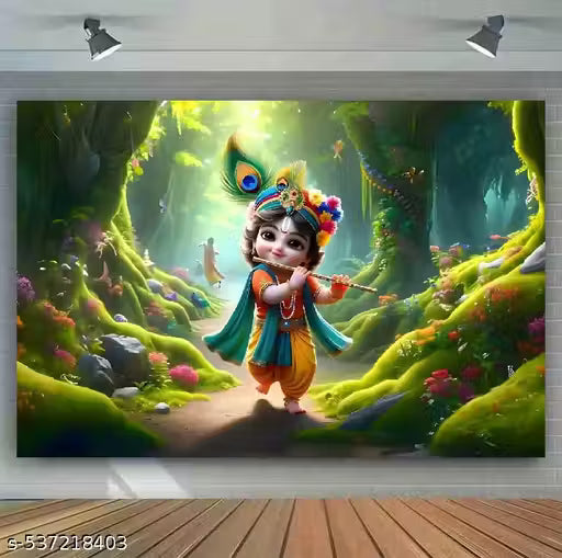 Baby Krishna Wall Backdrop | Janmashtami & Kids Room Decor