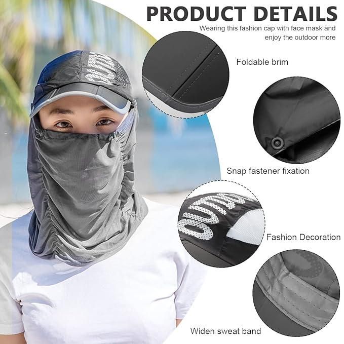 Sun Cap with Detachable Cotton Face Cover — UV Shield for Summer Outdoors