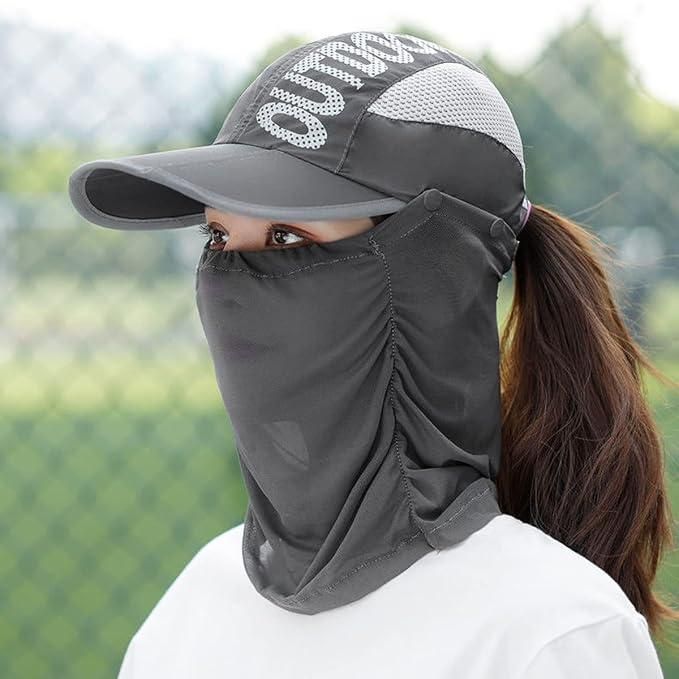 Sun Cap with Detachable Cotton Face Cover — UV Shield for Summer Outdoors