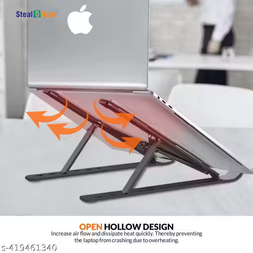 Ergonomic Adjustable Metal Laptop Stand – Foldable & Ventilated for Desk (Fits up to 15.6” Laptops)