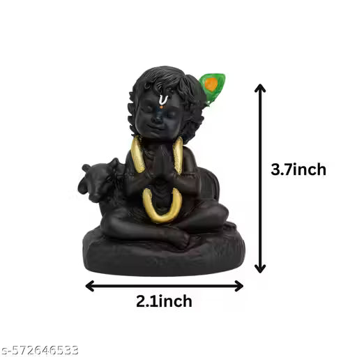 Black Baal Krishna Idol | Car Dashboard & Home Decor