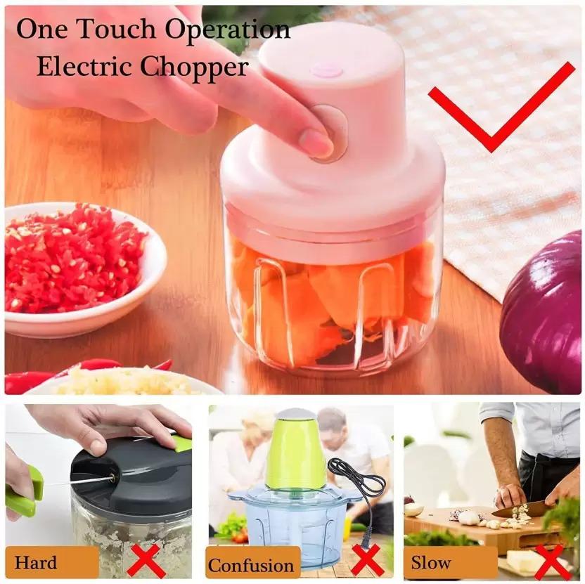 USB Mini Electric Garlic Chopper – One-Touch Rechargeable Food Cutter - KolorFish