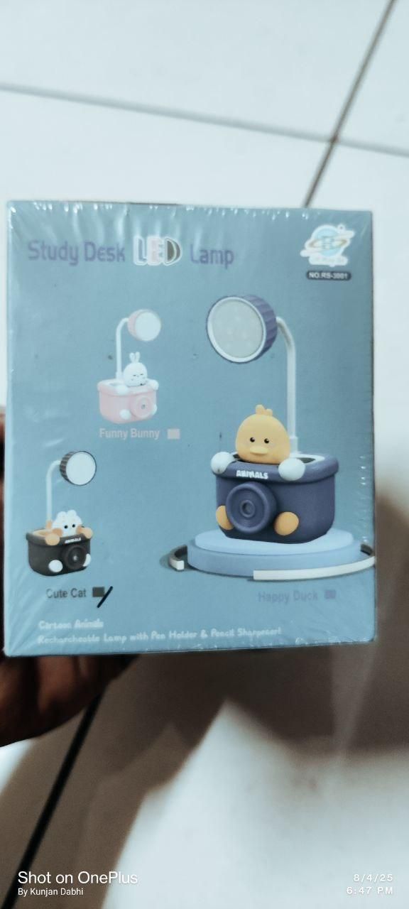 3-in-1 Kids LED Table Lamp with Pen Holder & Sharpener – Cute Cartoon Night Light
