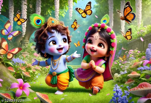 Cute Bal Krishna Radha Kids Backdrop | Janmashtami & Party Decor