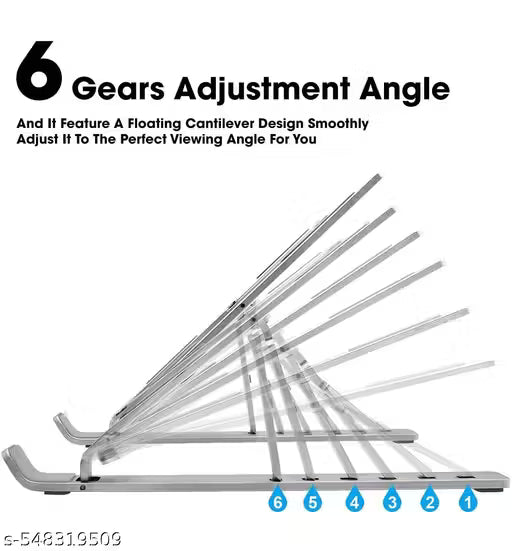 Ergonomic Adjustable Metal Laptop Stand – Foldable & Ventilated for Desk (Fits up to 15.6” Laptops)