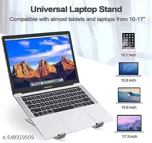 Ergonomic Adjustable Metal Laptop Stand – Foldable & Ventilated for Desk (Fits up to 15.6” Laptops)