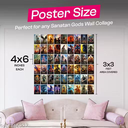 54 Hindu Gods Devotional Poster Set | 6x4 Inch Spiritual Art & Gift