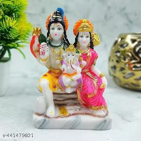 Divine Shiv Parivar Idol | Multi-Color Resin Statue for Home & Temple