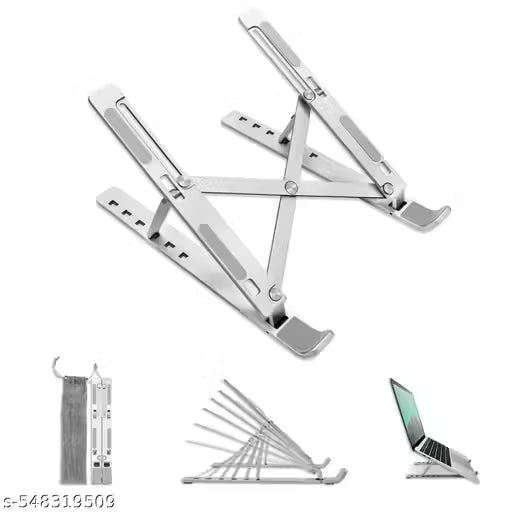 Ergonomic Adjustable Metal Laptop Stand – Foldable & Ventilated for Desk (Fits up to 15.6” Laptops)