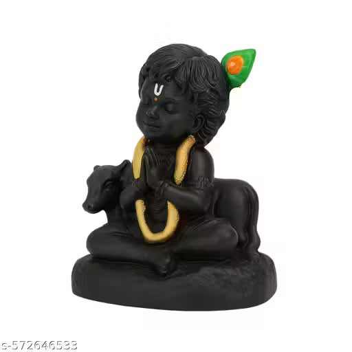 Black Baal Krishna Idol | Car Dashboard & Home Decor