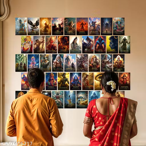 54 Hindu Gods Devotional Poster Set | 6x4 Inch Spiritual Art & Gift
