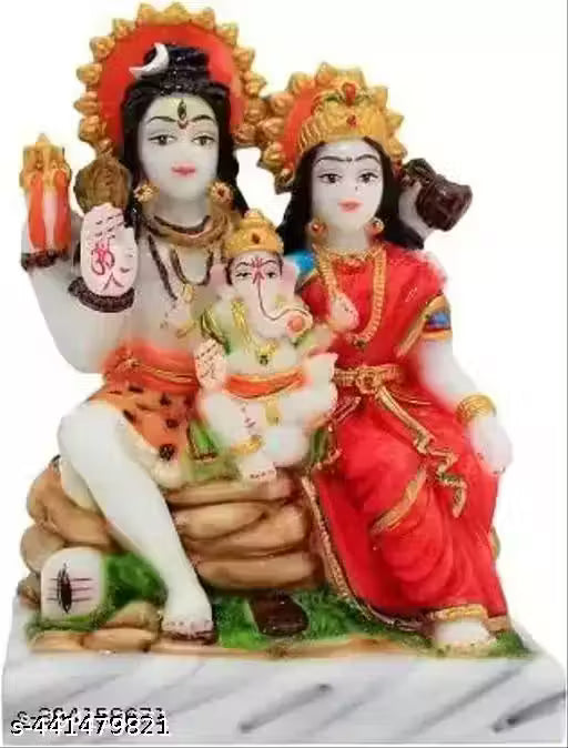 Divine Shiv Parivar Idol | Multi-Color Resin Statue for Home & Temple